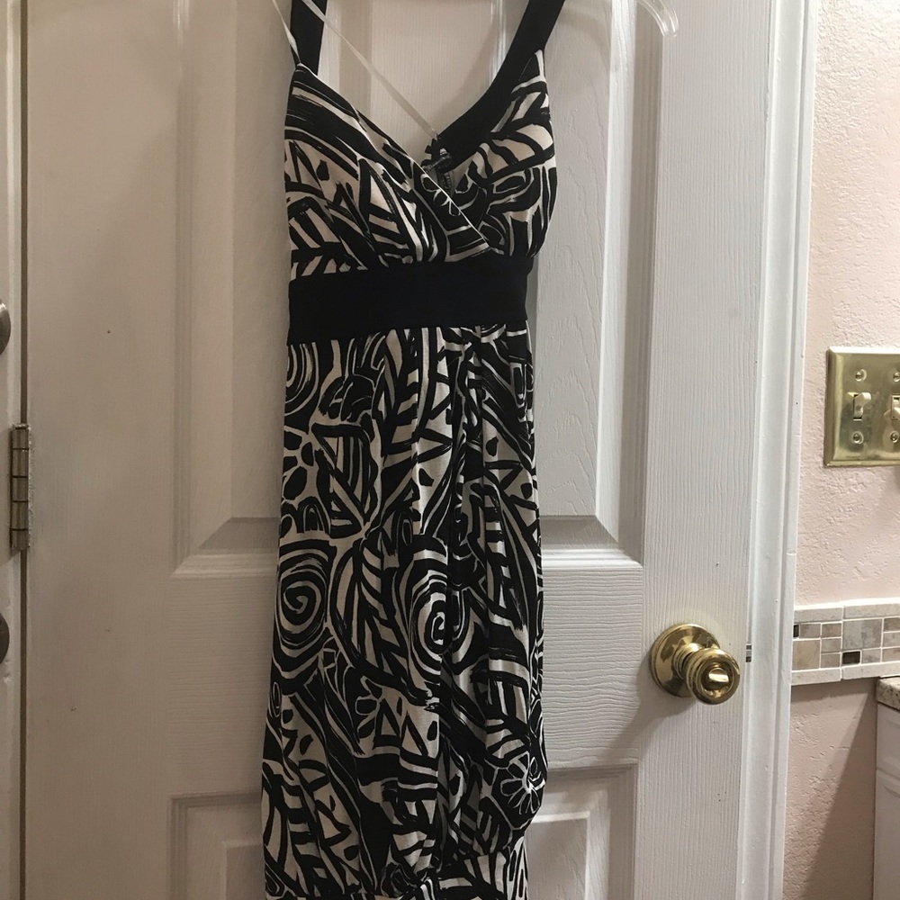 Black & cream print dress